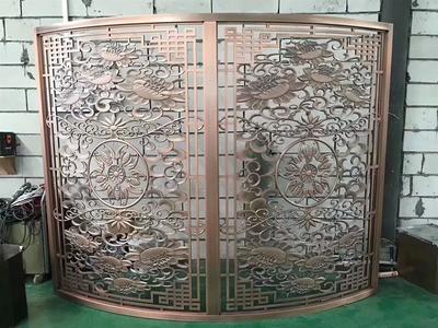 泉州铝板雕刻屏风电话 玫瑰金屏风隔断电话 欧式不锈钢金属装饰工程